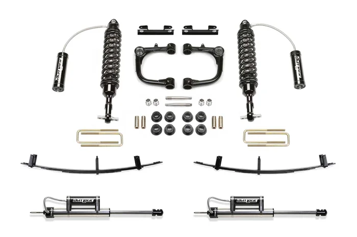 Fabtech UCA System, 3 in. Lift w/ Dirt Logic 2.5 Coilover Resi and Remote Reservoir Dirt Logic Resi and Remote Reservoir Leaf Pack For 15-21 Toy Tacoma 2WD/4WD 6 Lug. – K7063DL