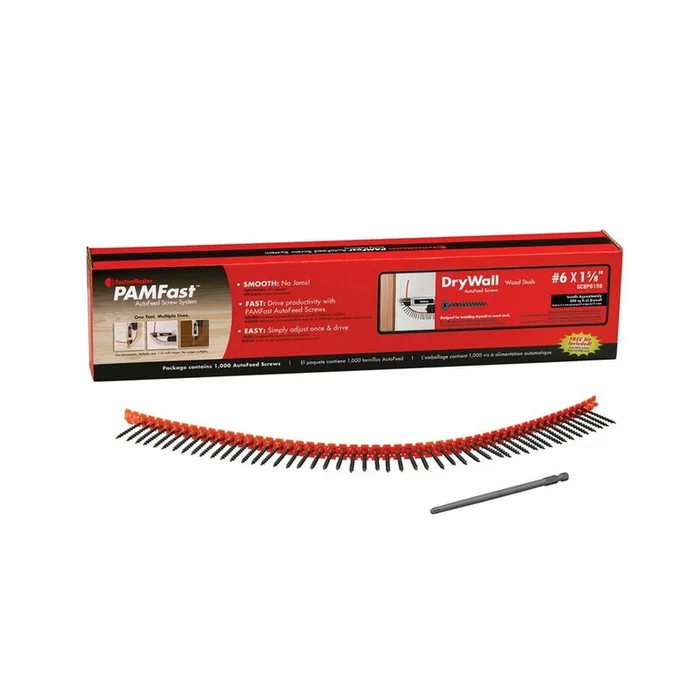 FastenMaster – SD-28-GCBP6158 – PAMFast No. 6 x 1-5/8 in. L Phillips Collated Drywall Screws – 1000/Pack