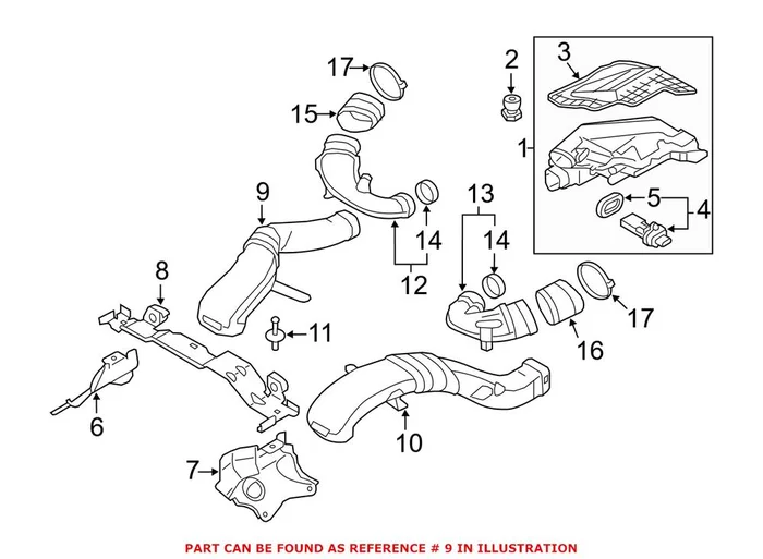 Genuine BMW 13717577446 – Engine Air Intake Hose (Right)