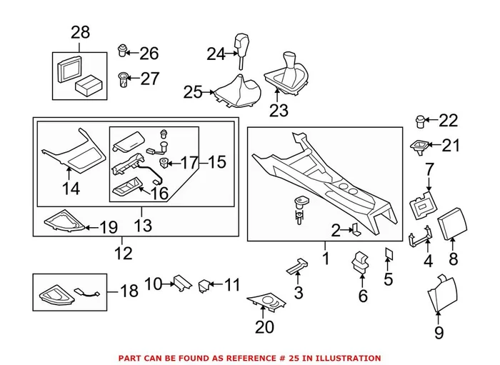 Genuine BMW 25167570530 – Automatic Transmission Shift Lever Boot (Center)