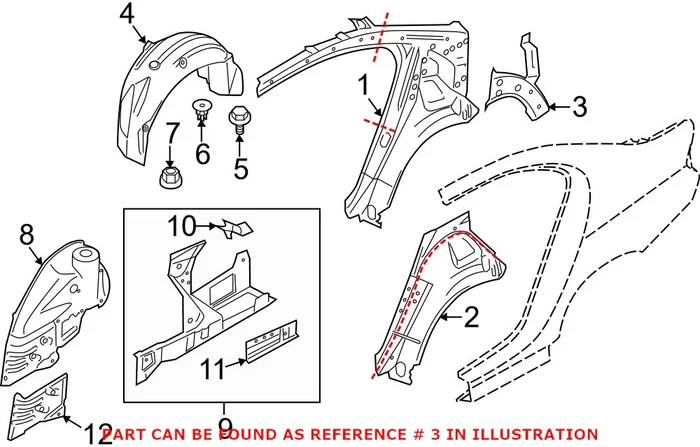 Genuine BMW 41217240548 – Wheel Housing Side Panel Brace (Right)