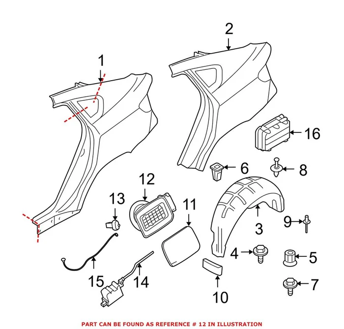 Genuine BMW 51177182548 – Fuel Filler Housing (Rear)