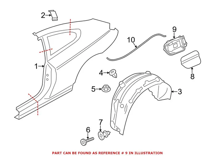 Genuine BMW 51177228213 – Fuel Filler Housing (Rear)