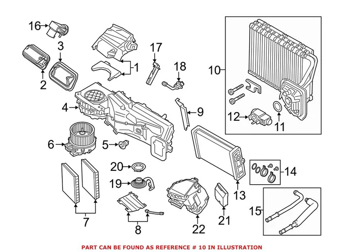 Genuine BMW 64119361707 – A/C Evaporator Core
