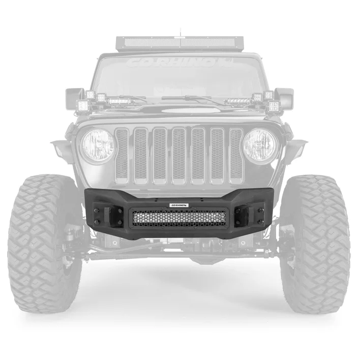 Go Rhino – Rockline Front Stubby Bumper – Text. Black – Gladiator/Wrangler Crew Cab/ – 331100T