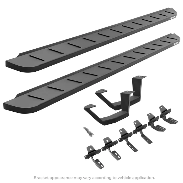 Go Rhino RB10 Running Boards w/Mounts & 1 Pair of Drop Steps Kit – Text. Black – – 6349264810PC