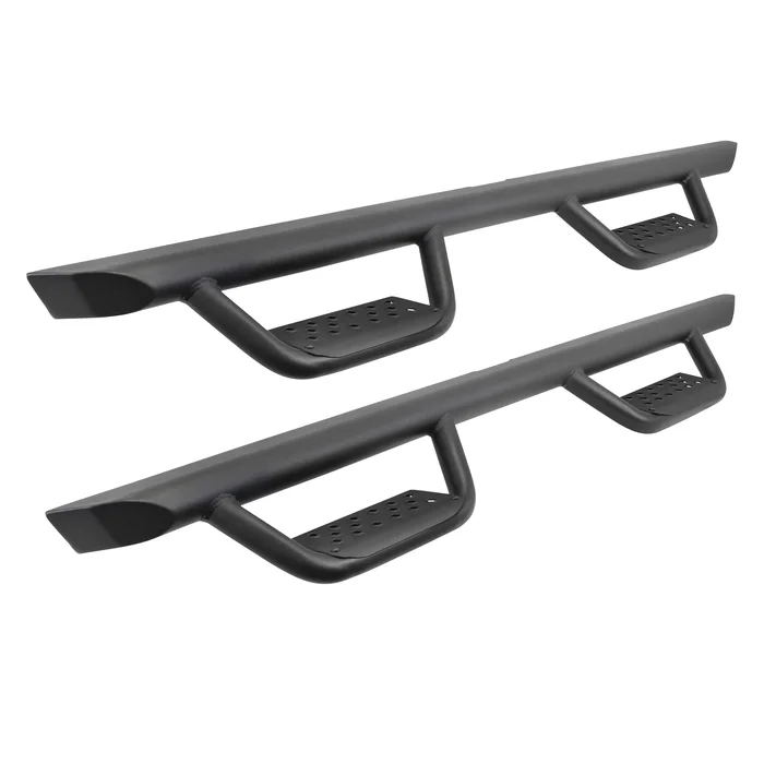 GoRhino Dominator D2 Side Steps w/ Welded Drop Down Hoop Steps, Black Powdercoat Finish – D24516T