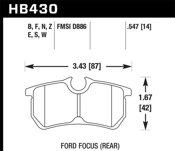 Hawk 00-07 Ford Focus Blue 9012 Rear Race Brake Pads – HB430E.547