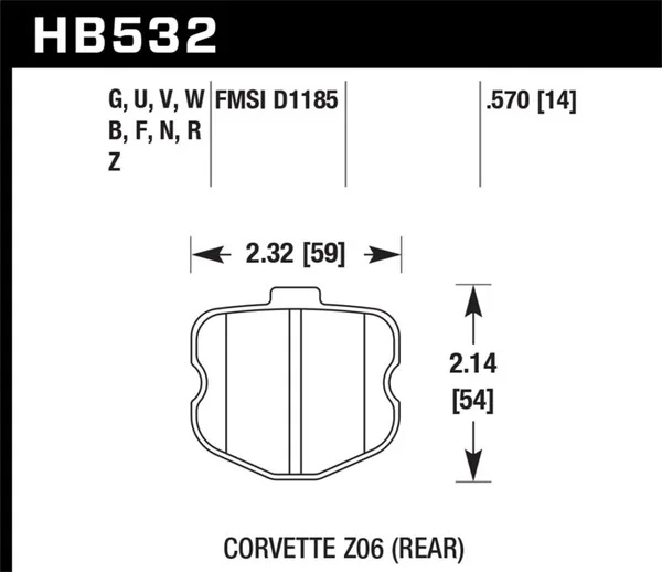 Hawk 06-10 Chevy Corvette (OEM Pad Design) Rear Performance Ceramic Sreet Brake Pads – HB532Z.570
