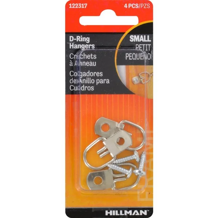 Hillman – 122317 – AnchorWire Steel Zinc Small D-Ring Hanger 1 lb 4 pk