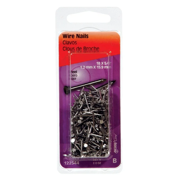 Hillman – 122544 – 18 Ga. x 5/8 in. L Bright Steel Wire Nails – 1/Pack 2 oz.