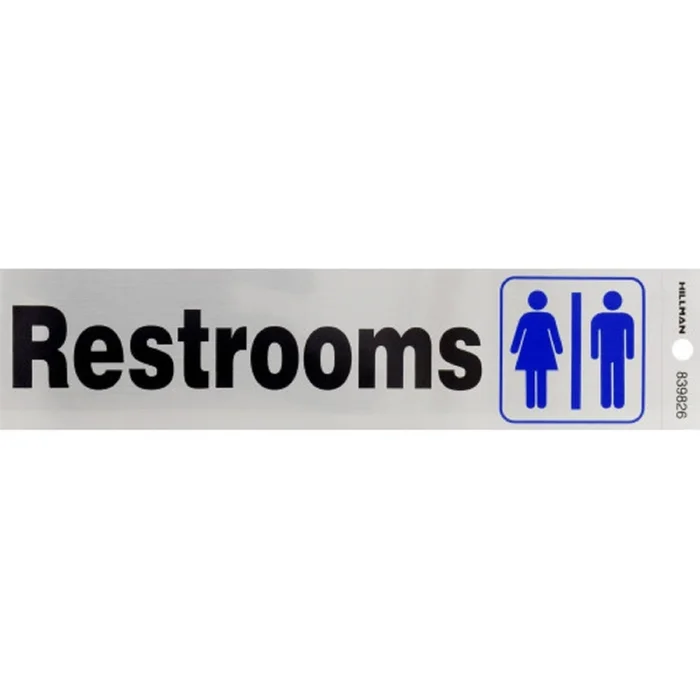 Hillman – 839826 – English Silver Restroom Decal 2 in. H x 8 in. W