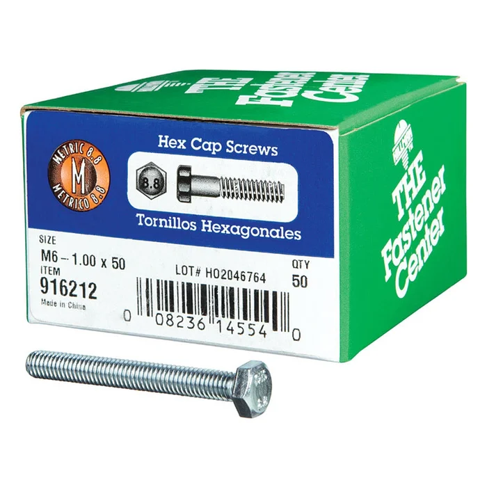 Hillman – 916212 – M6-1.00 mm Dia. x 50 mm L Heat Treated Steel Hex Head Cap Screw – 50/Pack