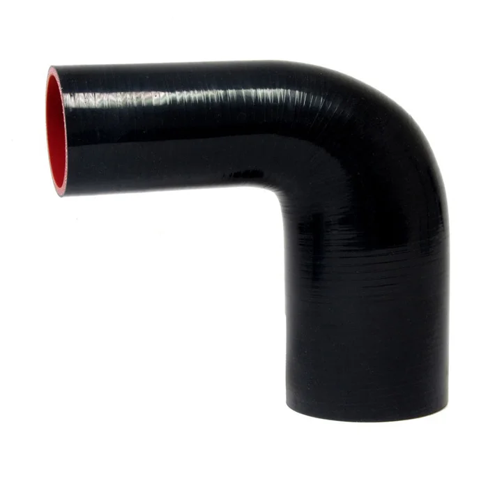HPS 1-3/8″ – 1.5″ ID High Temp 4-ply Reinforced Silicone 90 Degree Elbow Reducer Hose Black (35mm – 38mm ID)