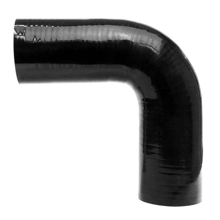 HPS 1-5/8″ ID, 10″ Leg, Silicone 90 Degree Elbow Coupler Hose, High Temp 4-ply Reinforced, Black (41mm ID)
