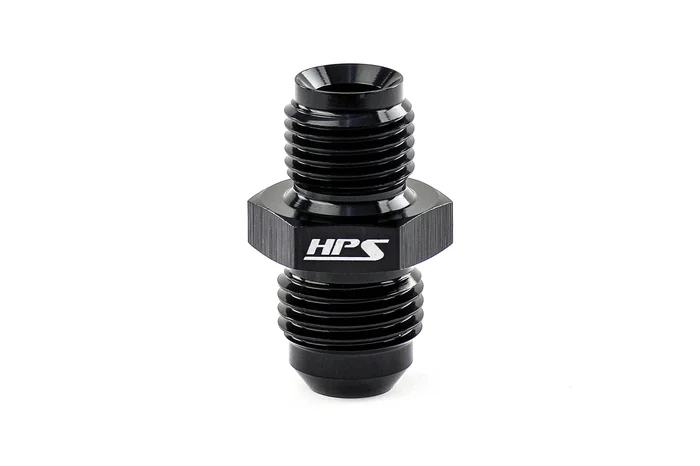HPS Performance Straight AN Flare -6 to M14 x 1.5 Metric Adapter, Aluminum, Black