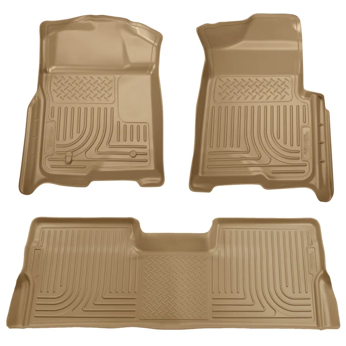 Husky Liners Front & 2nd Row F Series Super Duty Crew Cab (Footwell Coverage) WeatherBeater Tan – 98383