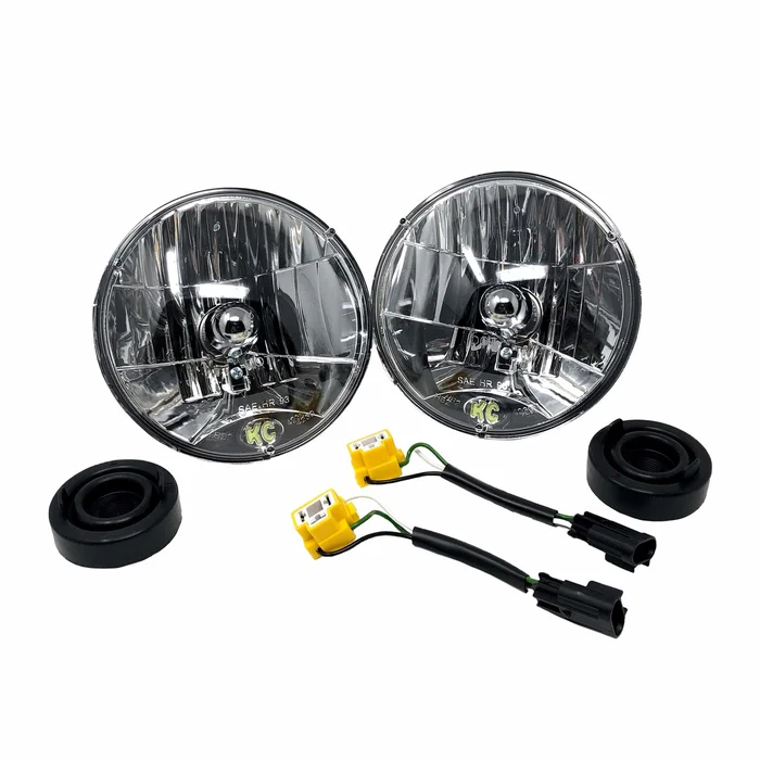 KC HiLiTES 7″ Headlight H4 Halogen 2-Lights, 55W/60W DOT Headlight for 07-18 Jeep JK – 42302