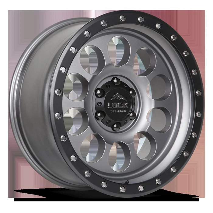 Lock Offroad 50CAL 20×9 6×135 0et 87.1 Matte Gray w/ Matte Black Ring Wheel