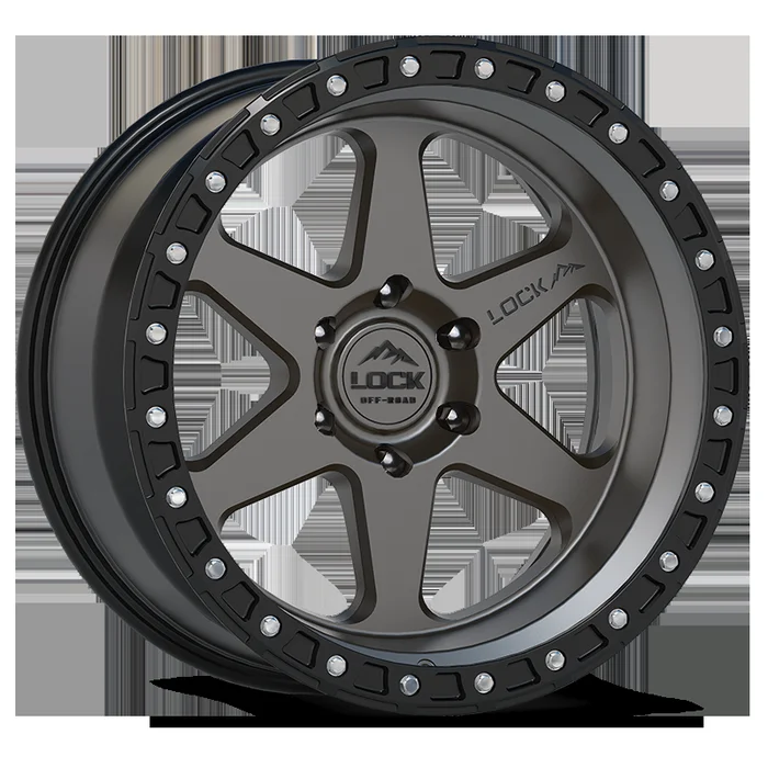 Lock Offroad Olympus 18×9 5×127 -12et 71.5 Matte Gray w/ Matte Black Ring Wheel