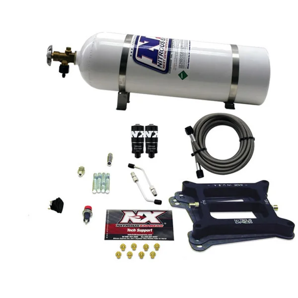 Nitrous Express 4150 Hitman 4-BBL Nitrous Kit (100-200HP) w/15lb Bottle – 40040-15