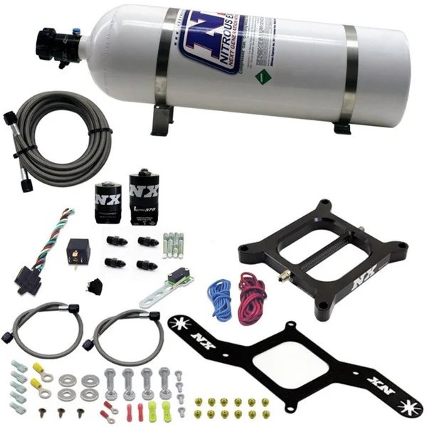 Nitrous Express 4150 RNC Conventional Nitrous Plate Kit w/.375in Solenoid w/15lb Bottle – 55140-15