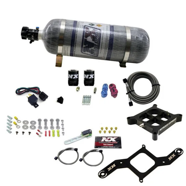 Nitrous Express 4150 Single Entry Billet Crossbar Nitrous Plate Kit (50-300HP) w/Composite Bottle – 63040-12
