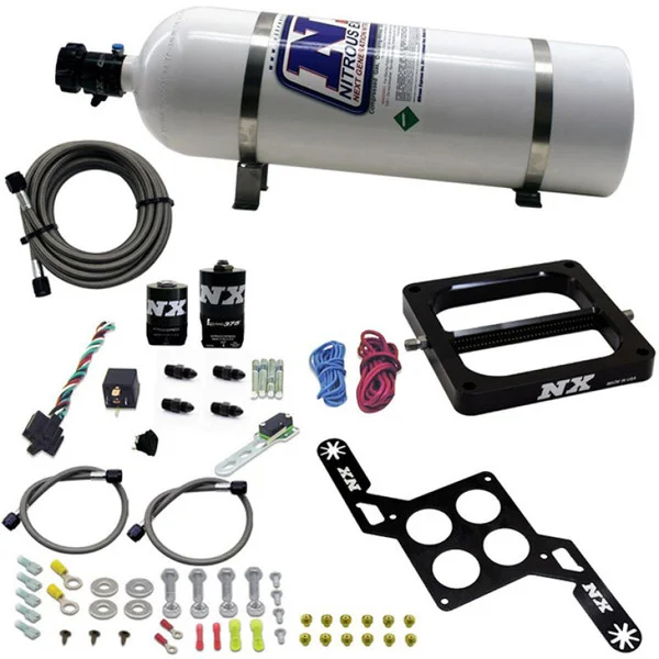 Nitrous Express 4500 RNC Conventional Nitrous Plate Kit w/.375in Solenoid w/15lb Bottle – 55170-15