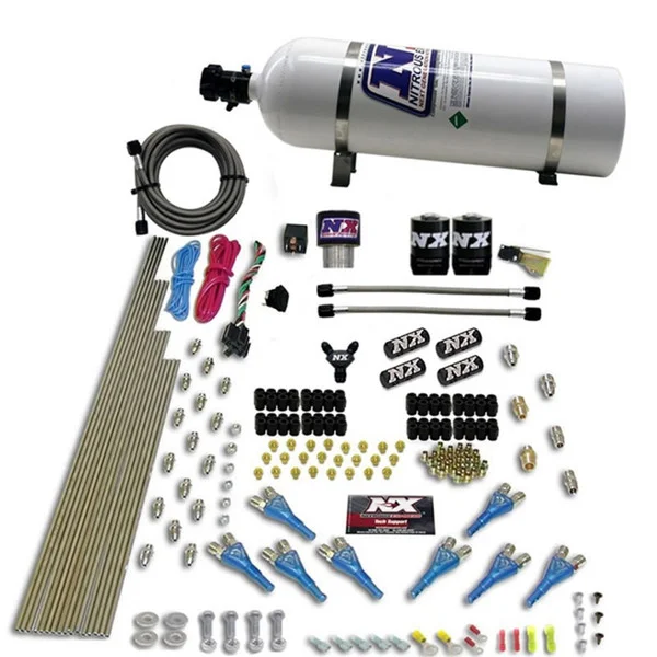 Nitrous Express Pro-Shk/Gas (200-600HP) 2 Fuel 1 Supershark Solenoid Nitrous Kit w/15lb Bottle – 90206-15