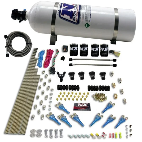 Nitrous Express Pro-Shk/Gas 4 Solenoids Nitrous Kit (200-600HP) w/15lb Bottle – 92006-15