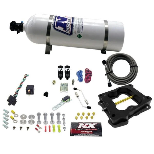 Nitrous Express Q-Jet/Holley Spread Bore Hitman Plus Nitrous Kit (50-200HP) w/15lb Bottle – 40081-15