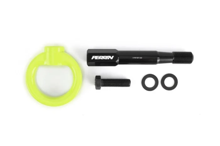 PERRIN 15-17 Subaru WRX & STI / 13-17 Crosstrek / 12-16 Impreza Tow Hook Kit (Front) – Neon Yellow