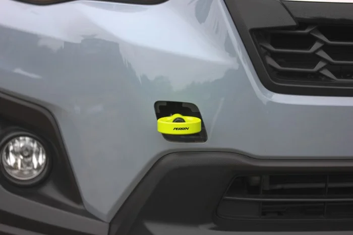 Perrin 2022 Subaru WRX / 18-21 Crosstrek / 14-21 Forester Tow Hook Kit (Front) – Neon Yellow