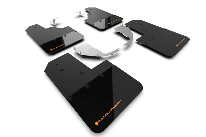 Rally Armor 21-22 Ford Bronco (Steel Bmpr – NO Rptr/Sprt – NO RR/RB) Blk Mud Flap w/Cy Orange Logo