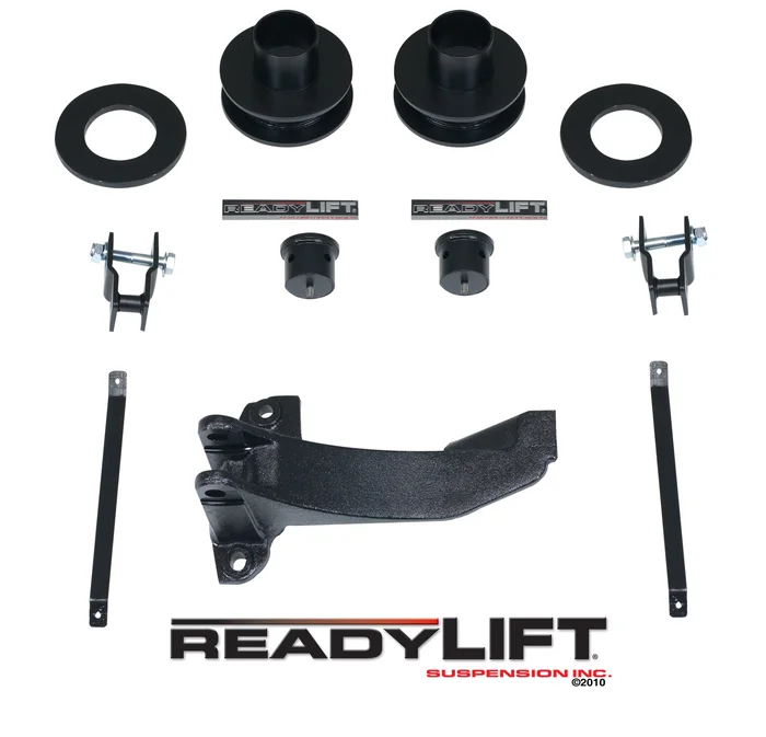 ReadyLIFT 08-10 F-250/350/450/550 Front Leveling Kit 2.5 in. Lift w/Coil Spacers/Track Bar Relocation Bracket/Sound Isolators/Shock/Bump Stop Extensions – 66-2516