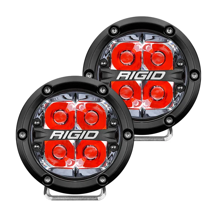 RIGID 360-Series 4 in. LED Off-Road, Spot w/ Red Backlight (Pair) – 36112