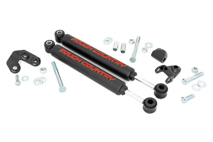Rough Country 87308 Dual Steering Stabilizer | 2.5-6.5 Inch Lift | Jeep Comanche MJ/Wrangler TJ/Wrangler Unlimited