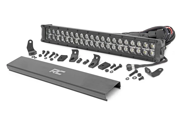 Rough Country Black Series LED Light Bar, 20 in., Dual Row, w/ Amber DRL – 70920BDA