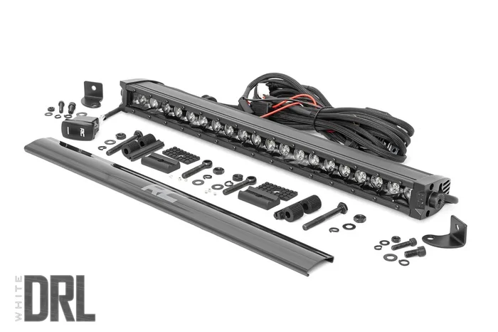 Rough Country Black Series LED Light Bar, 20 in., Single Row, w/ Cool White DRL – 70720BLDRL