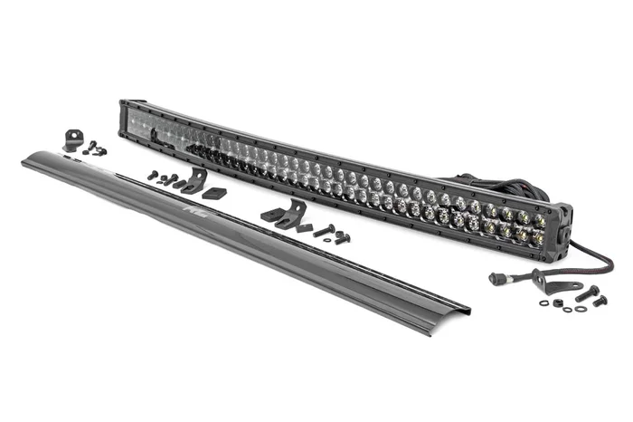 Rough Country Black Series LED Light Bar, 40 in., Curved, Dual Row, w/ White DRL – 72940BD