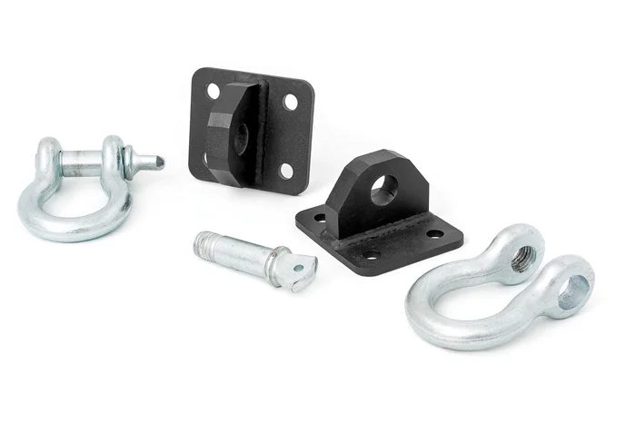 Rough Country D Ring Shackles and Mounts, TJ Stubby, XJ Winch for Jeep Cherokee XJ 84-01/Wrangler TJ 97-06 – 1058