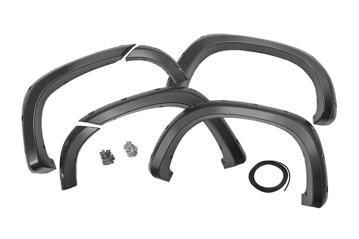 Rough Country F-C11911A-GAN Pocket Fender Flares | GAN Silver Ice Metallic | Chevy Silverado 1500 (19-21)