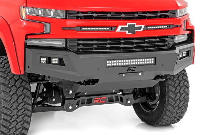 Rough Country High Clearance Front Bumper, LED Lights and Skid Plate for 19-22 Silverado 1500 – 10757A