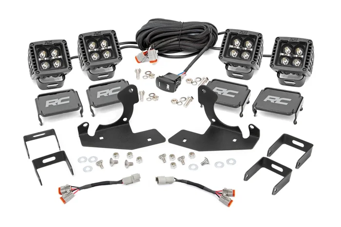 Rough Country LED Fog Light Kit, Black Series, w/ White DRL for Chevy Silverado HD 11-14 – 70628DRL