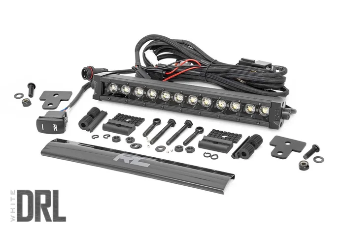Rough Country LED Light Bumper Mount, 12 in., Single Row, w/ White DRL for Can-Am Defender 16-22 – 97004
