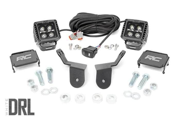 Rough Country LED Light Cage Mount, 2 in., Pair, w/ White DRL for Honda Pioneer 1000 16-22 – 92011