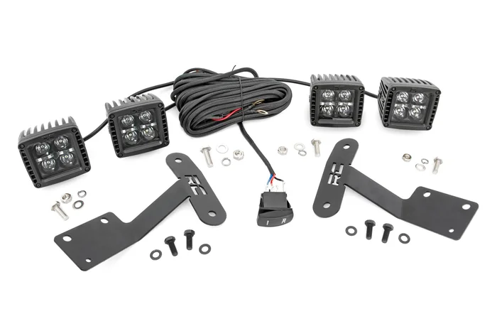 Rough Country LED Light Kit, Ditch Mount, Dual, Black, 2 in., Pair, w/ White DRL for Toyota Tundra 14-18 – 70837