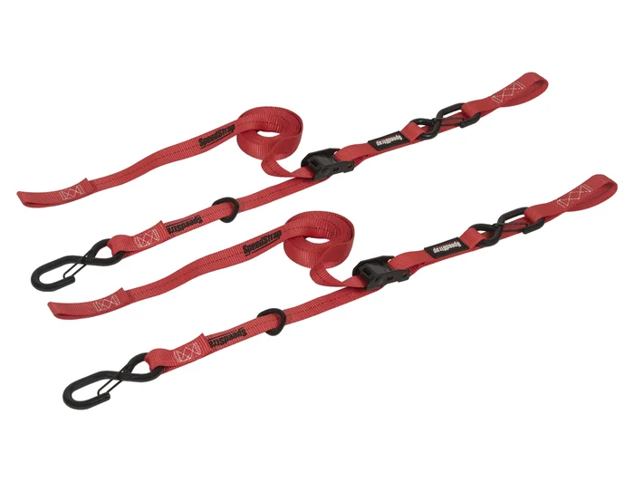 SpeedStrap Cam-Lock 1 in. x 10 ft. Tie Down w/ Snap 'S' Hooks and Soft Tie (Red; Pair) – 13803-2