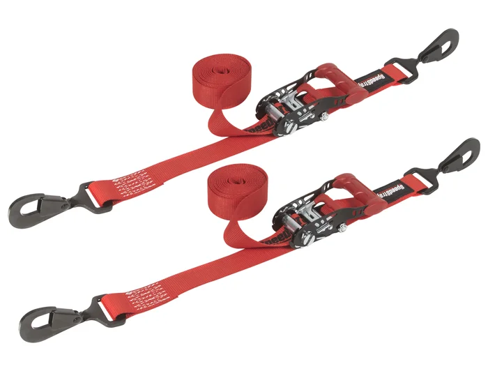 SpeedStrap Ratchet 1.5 in. x 10 ft. Tie Down w/ Twisted Snap Hooks (Red; Pair) – 15213-2