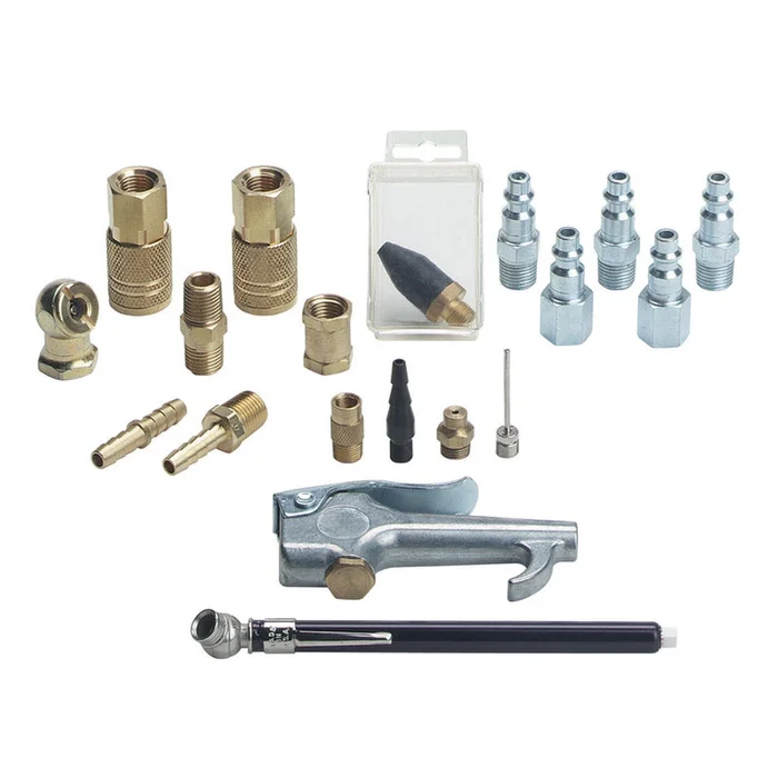 Tru-Flate – TRFL41175 – Brass/Steel Air Coupler and Plug Set 1/4 in. Female 19 pc